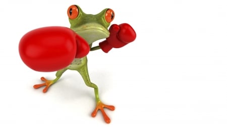 Funny frog - red, frog, green, funny, glove, fantasy