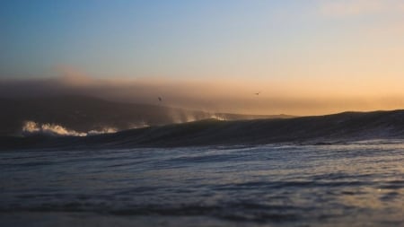 The waves at sunset - cloud, sea, ocean, wave