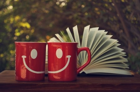 ♥ - abstract, red, book, coffee