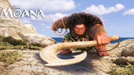 Moana (2016) - fantasy, maui, poster, moana, movie, god, disney, man