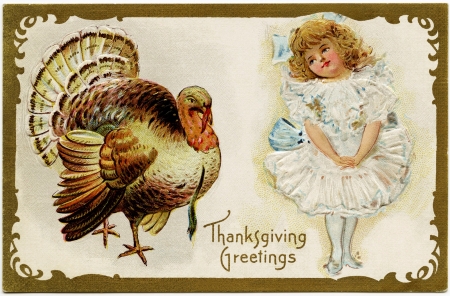 Thanksgiving - Girl, Thanksgiving, Turkey, Retro, Abstract