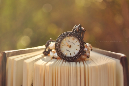 ♥ - abstract, watch, pearls, book