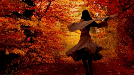 autumn dance - fall, people, nature, autumn, photography, beauty, art