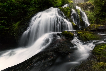 Waterfall - stream, nature, moss, waterfall