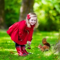 girl and squirrel