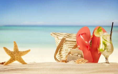 Summer Travel - Bag, Vacation, Starfish, Beach, Sea