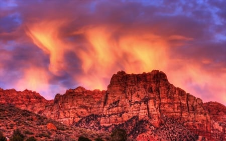 Fiery Mountain - fun, Fiery, nature, desert, Mountain, cool