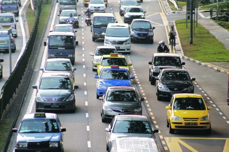 singapore traffic - car, road, traffic, taxi, singapore