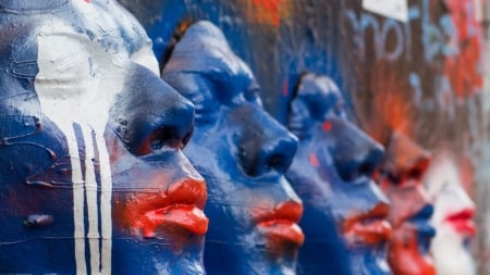 sculture art - face, sculpture, paint, art