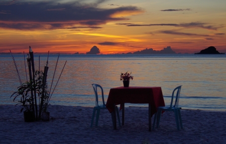 Sunset - Table, Sunset, Romantic, Lake, Two