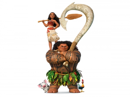 Moana (2016 film) - girl, god, summer, moviem, fantasy, poster, white, maui, disney, moana