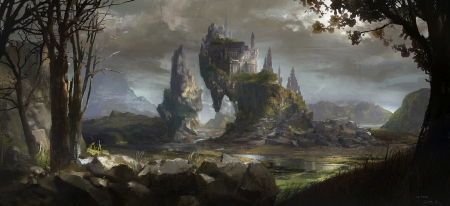 Castle - fantasy, world, art, castle, luminos, liu tao