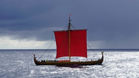 Viking Ship - Sail, Viking, ocean, Ship