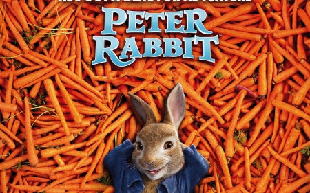 Peter Rabbit (2018) - peter rabbit, carrots, movie, orange, bunny