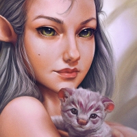 Elf girl with kitten