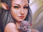 Elf girl with kitten