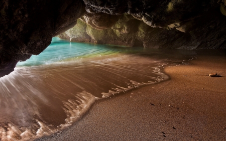 Cave - cave, water, summer, beach, sea, sand