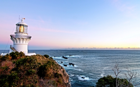 Lighthouse - nature, oceans, sky, lighthouse, land