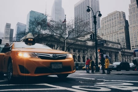 Taxi in the city - Yellow, Taxi, Cars, Transport, City