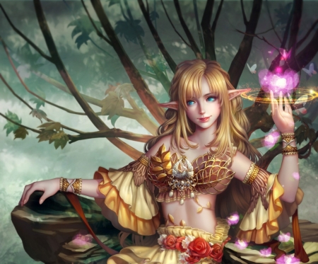 Elf girl - elf, frumusete, fantasy, girl, luminos