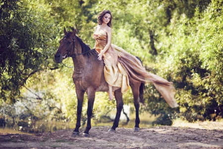 Over Dressed . . - style, girls, horse, western, women, models, ranch, dress, outdoors, brunettes, cowgirl, fun, female, fashion