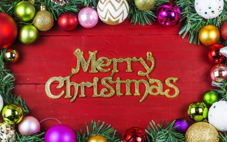 Merry Christmas! - ball, red, card, craciun, deco, christmas