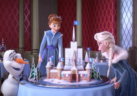 Olaf's Frozen Adventure (2017) - snowman, princess, anna, movie, snow queen, olafs frozen adventure, fantasy, elsa, castle, disney