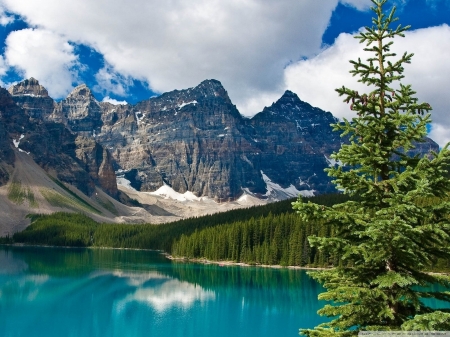 Emerald Lake,British Columbia,Canada - nature, sky, lake, trees, clouds, park, mountains