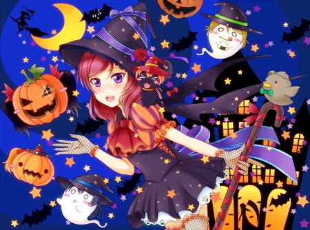 Witch - halloween, witch, hiro9779, hat, girl, anime, manga