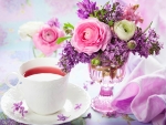 LILACS AND CUP OF TEA