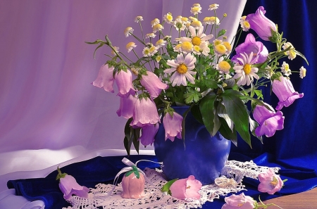 Still Life - table, purple, still life, flower