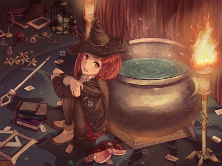 Tagme - witch, redhead, girl, tagme, anime, roki, pot, manga