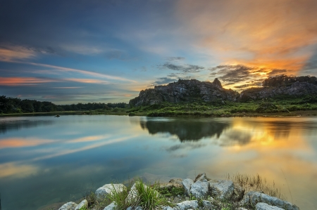 Splendor of our planet - nature, mountains, lake, sunset