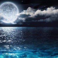 Reflection of the moon in the sea