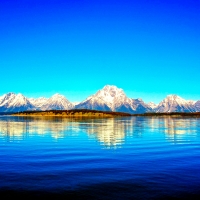 Beautiful blue mountain lake