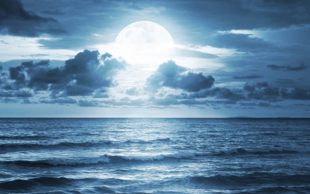 big moon - space, moon, fun, ocean, cool