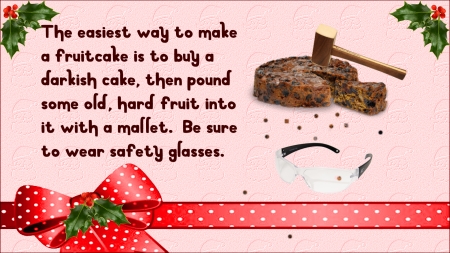 fruitcake - fruitcake, glasses, holly, bow, mallet