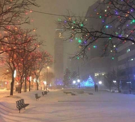 winter in city - beauty, snow, photography, winter, lights