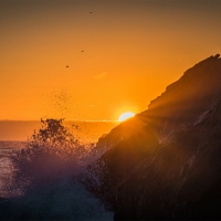 Crashing Waves at Sunset