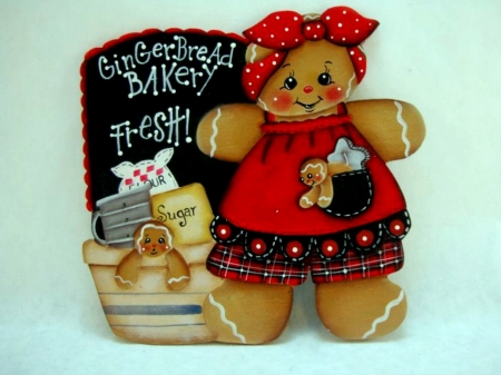 Gingerbread Girl - Girl, Red, Gingerbread, Brown, Abstract