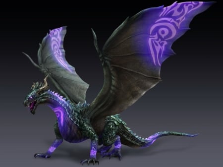 Dragon - purple, fantasy, bladestorm, black, dragon