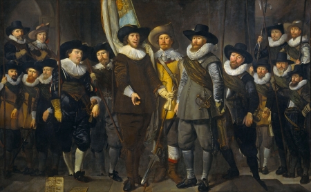 The company Captain and Lieutenant Amsterdam - thomas de keyser, pictura, painting, captain, amsterdam, man, art