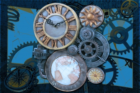 Steampunk Wallpaper - abstract, photoshop, cogs, steampunk, clock, grunge, alternative