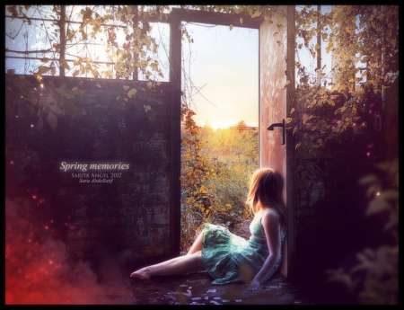 Spring Memories - art, abstract, girl, spring