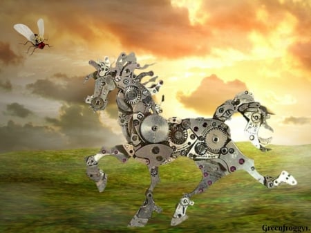 STEAMPUNK HORSE - I, STEAMPUNK, IMAGE, HORSE, ABSTRACT