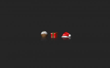 Merry Christmas! - hat, cupcake, minimalistic, christmas, santa, craciun, red, gift, card