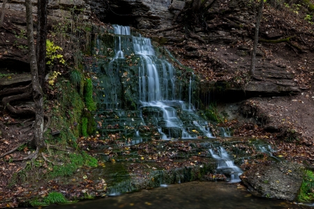 Beulah Falls - iowa, cave, waterfall, clayton county