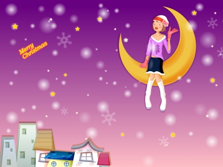 Merry Christmas - moon, merry, wallpaper, christmas