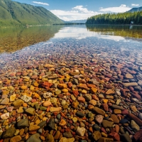 Clear Water with Colored Gravel Stones