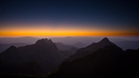 The Sun Went Beyond the Horizon. - horizon, sunset, Nature, mountain, sun, sky